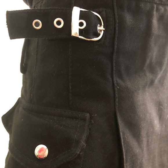 017 Modern Kilts Black Punk 2 Big Pockets 3 Buckles Heavy Cotton Sz 28 - Picture 9 of 14